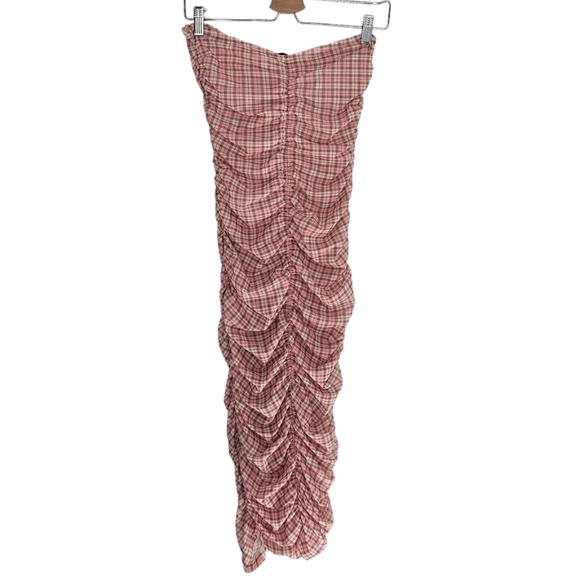Miaou Renzo Gingham Pink Strapless Midi Dress Size XS - Picture 3 of 8